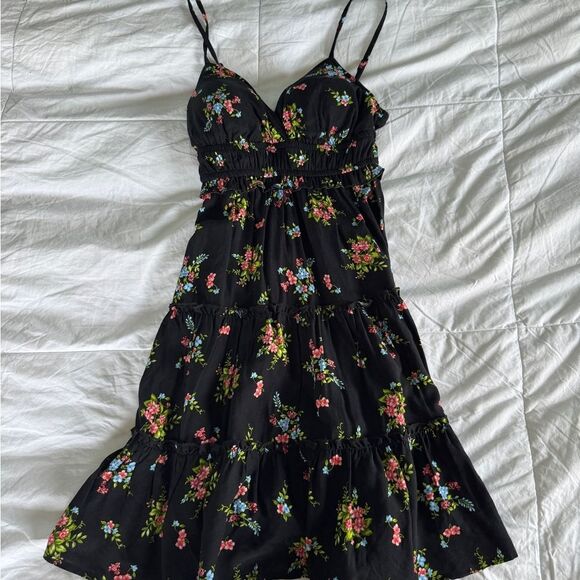 No Boundaries Dresses & Skirts - No Boundaries Black Floral Tiered Sundress – Women’s XXS Adjustable Straps